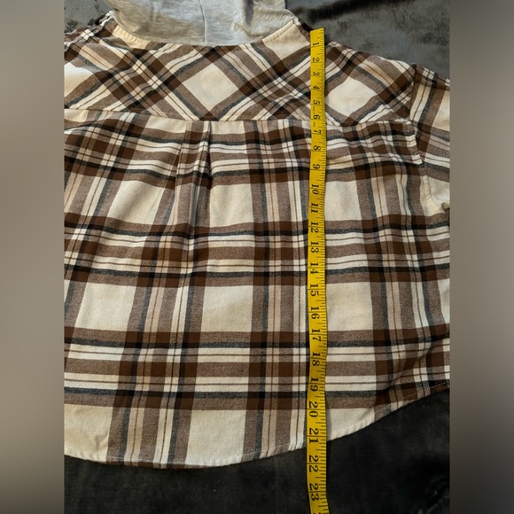 No Boundaries Cropped Plaid Brown Button Lightweight Jacket Size XXL(junior) - Picture 14 of 16